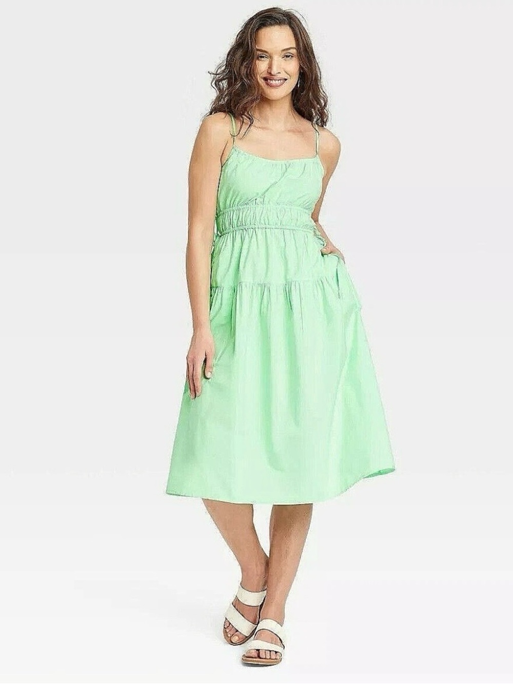 Universal Thread Sundress Mint Green Spaghetti Straps Side Pockets XS